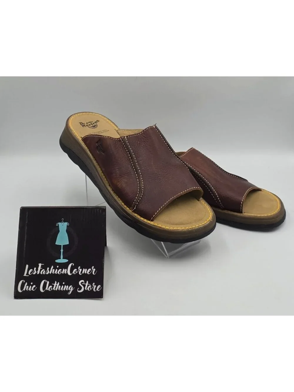 VTG Dr. Martens Men's Brown Leather Air-Cushioned Slide Mules Sandals Sz 8 3830